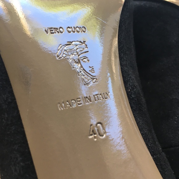 Versace Collection Black Pointed Toe Pumps w Detailed Back EUC - Picture 12 of 13